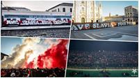 AVE Slavia - Fuck polizia! Tribuna Sever v Itlii vyzdobila vlak Graffiti a pipravila si mil vzkaz pro policii. Poetn vjezd dojel sice s prohrou, ale nadje ije!