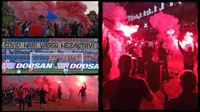 Npis na tribun, podpora a oslava ped stadionem!