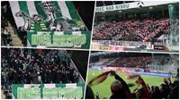 N domov - Stadion Stelnice. Fanouci Jablonce si v zpase se Slavi pipravili prezentaci pro svj stvatostnek. Ten nakonec vyloupili sevan po vhe 2:1.