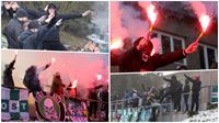 Ultras mosteckého Baníku vyrazili provonět pyrotechnikou hřiště do Sokolova