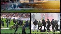 Z vyprodaného utkání v Trnavě se odehrálo jen 15 minut, pak začalo lítat pyro a fanoušci vtrhli na plochu!